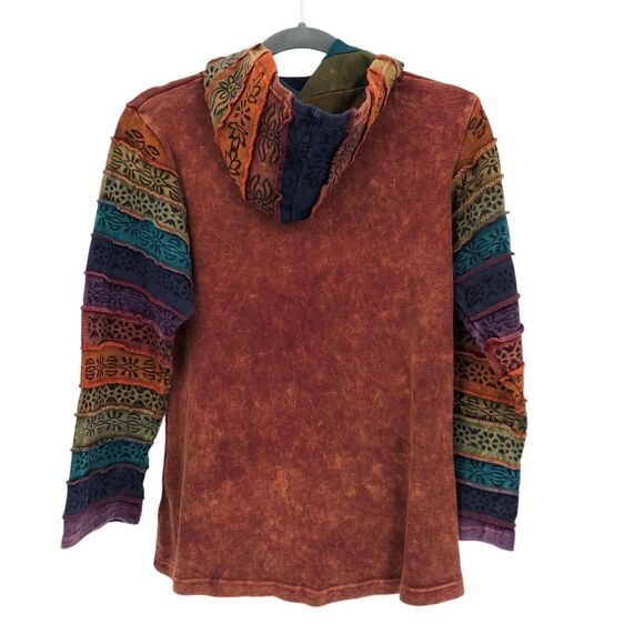 Greater Good Network Hoodie Full Zip Jacket S / M Boho Hippie Patchwork Rainbow - Picture 5 of 5